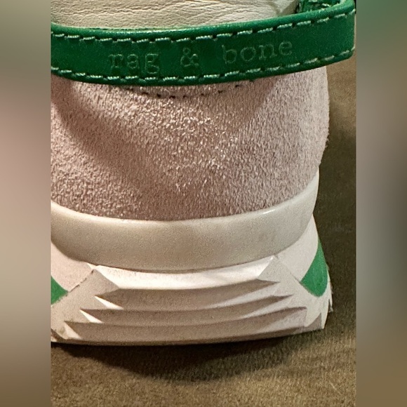 Rag & Bone Green and White Retro Runner 2.0 Low Top Sneakers Size 7 - Picture 4 of 11